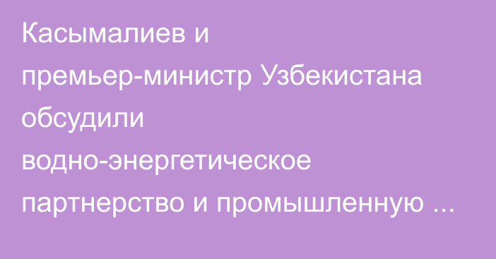 Касымалиев и премьер-министр Узбекистана обсудили водно-энергетическое партнерство и промышленную кооперацию